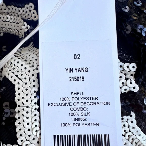 Etcetera Yin Yang Black and Silver-White Sequin Midi Dress New - Picture 4 of 8